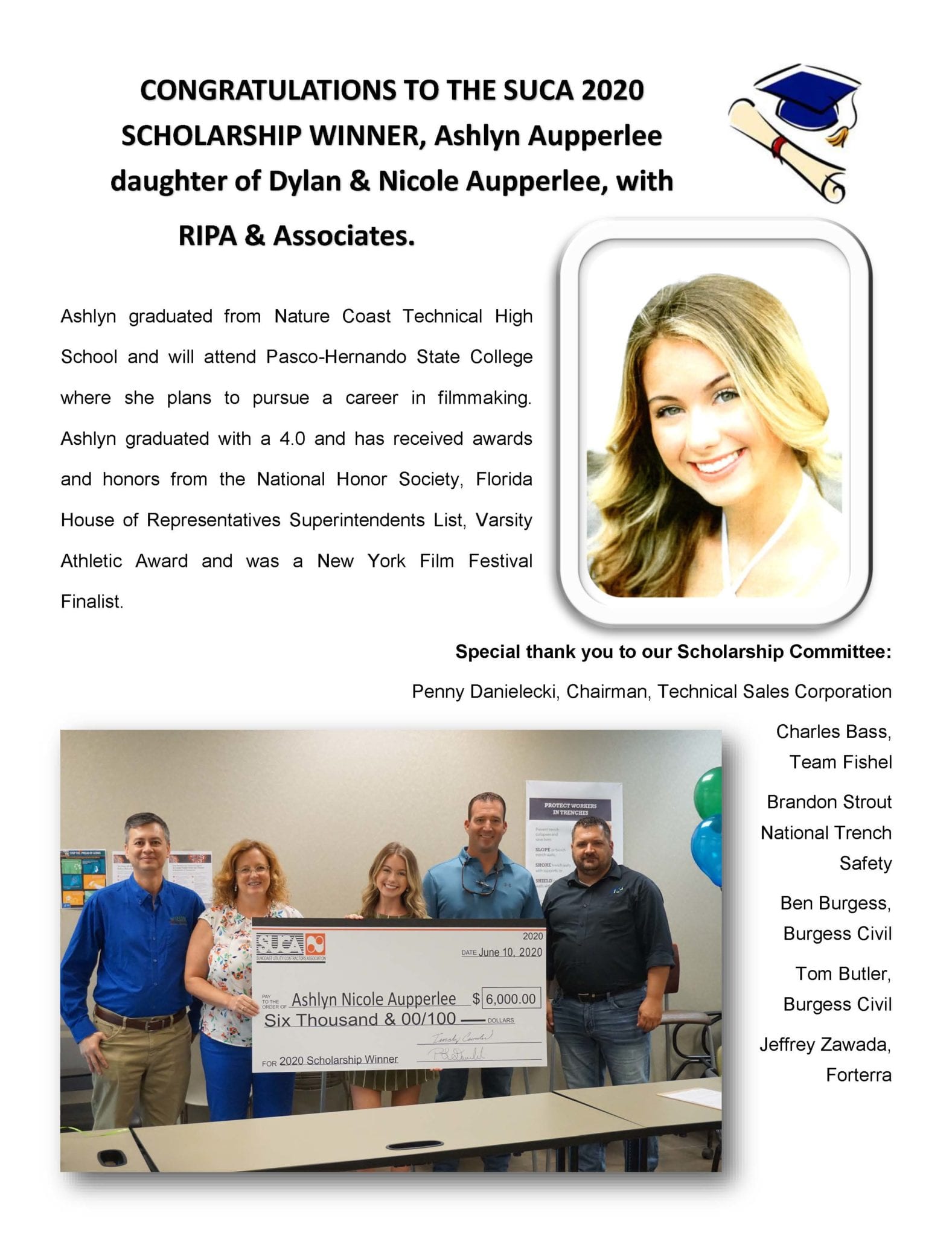 2020 Scholarship Winner Announcement SUCA